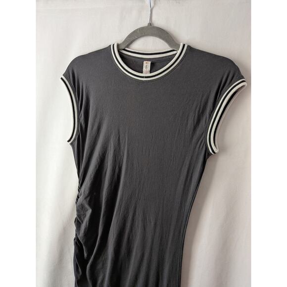 Anthropologie Daily Practice Stripe Trim Midi Dress Casual Sports Gray Small - Picture 3 of 9